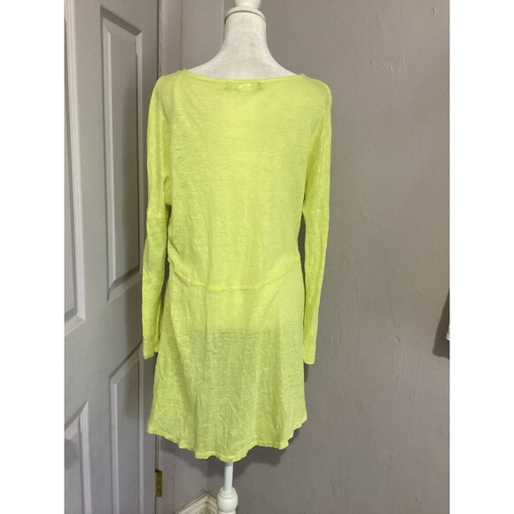 Blue Tassel Anthropologie Pura Tunic Long Sleeve Yellow 100% Linen M - Picture 4 of 6